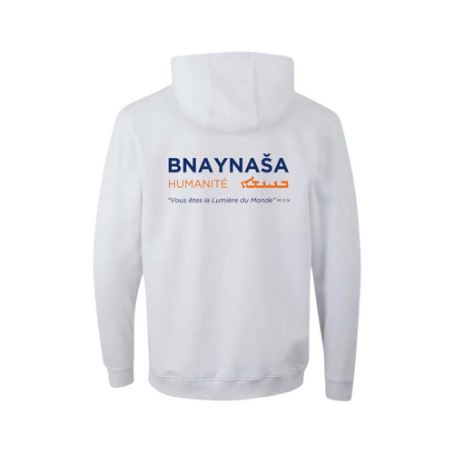 Sweatshirt à Capuche Zippé BNAYNAŠA- Blanc – Édition Solidaire
