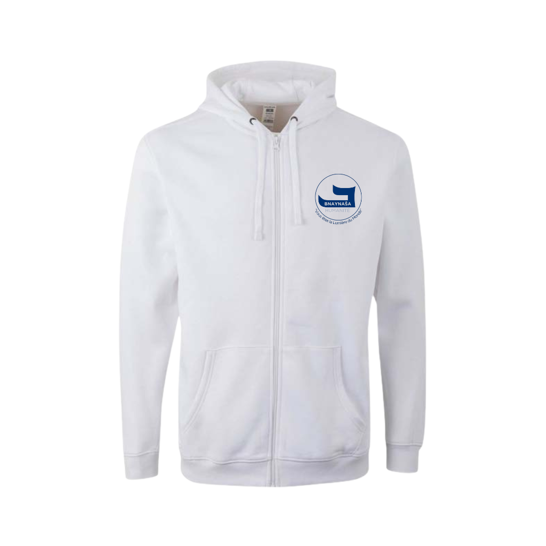 Sweatshirt à Capuche Zippé BNAYNAŠA- Blanc – Édition Solidaire